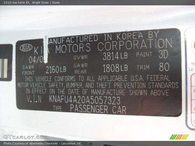 Bright Silver / Stone 2010 Kia Forte EX