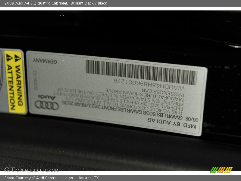 Brilliant Black / Black 2009 Audi A4 3.2 quattro Cabriolet