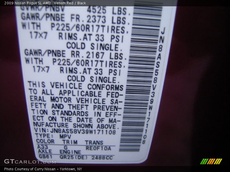 Venom Red / Black 2009 Nissan Rogue SL AWD