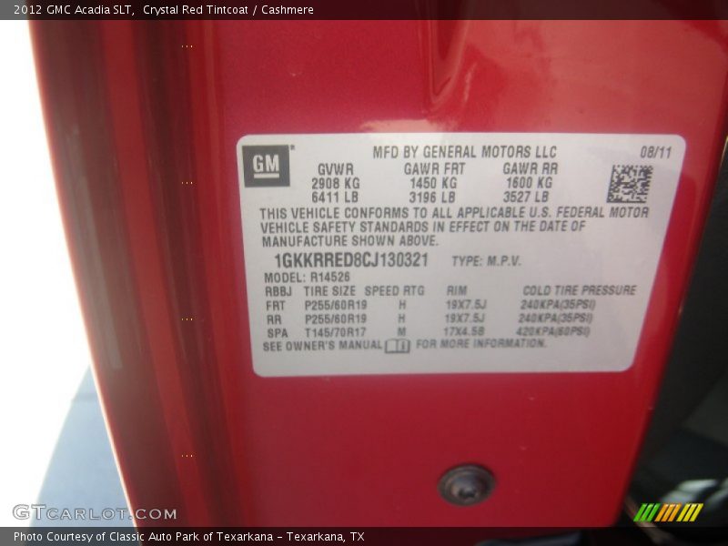 Crystal Red Tintcoat / Cashmere 2012 GMC Acadia SLT