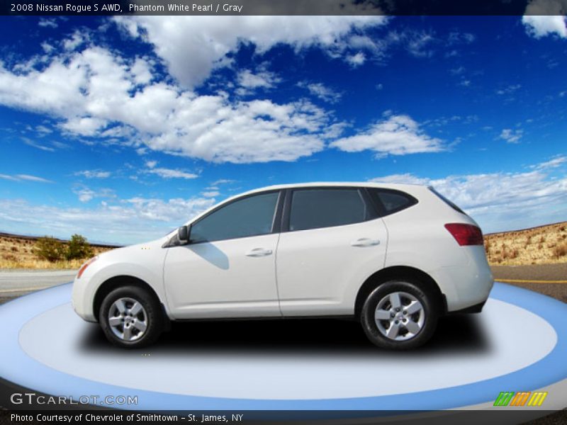 Phantom White Pearl / Gray 2008 Nissan Rogue S AWD