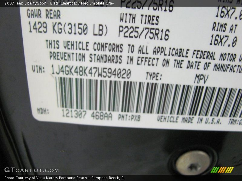 Black Clearcoat / Medium Slate Gray 2007 Jeep Liberty Sport