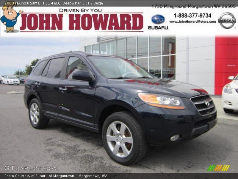 Deepwater Blue / Beige 2008 Hyundai Santa Fe SE 4WD