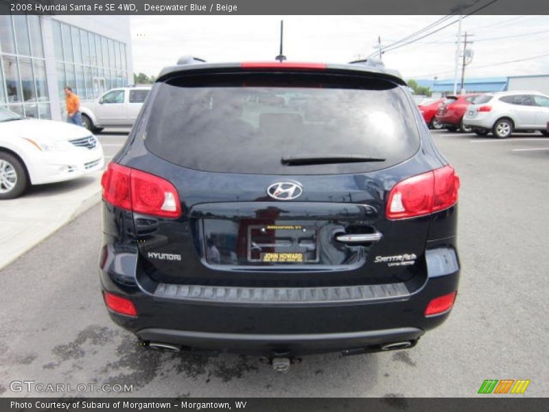 Deepwater Blue / Beige 2008 Hyundai Santa Fe SE 4WD