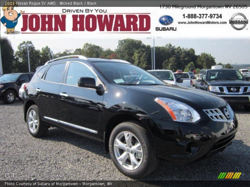 Wicked Black / Black 2011 Nissan Rogue SV AWD