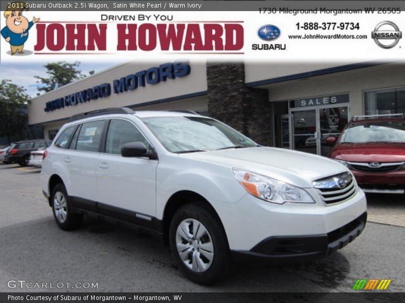 Satin White Pearl / Warm Ivory 2011 Subaru Outback 2.5i Wagon