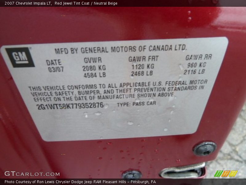 Red Jewel Tint Coat / Neutral Beige 2007 Chevrolet Impala LT