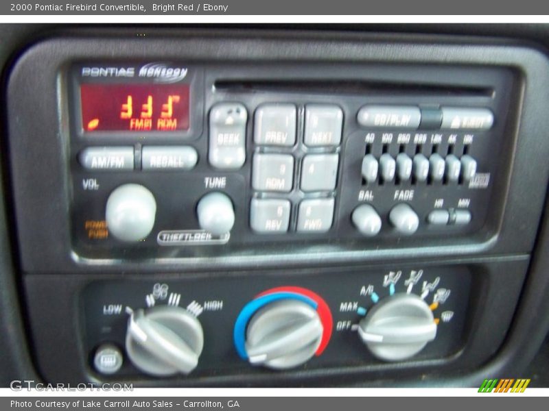 Controls of 2000 Firebird Convertible