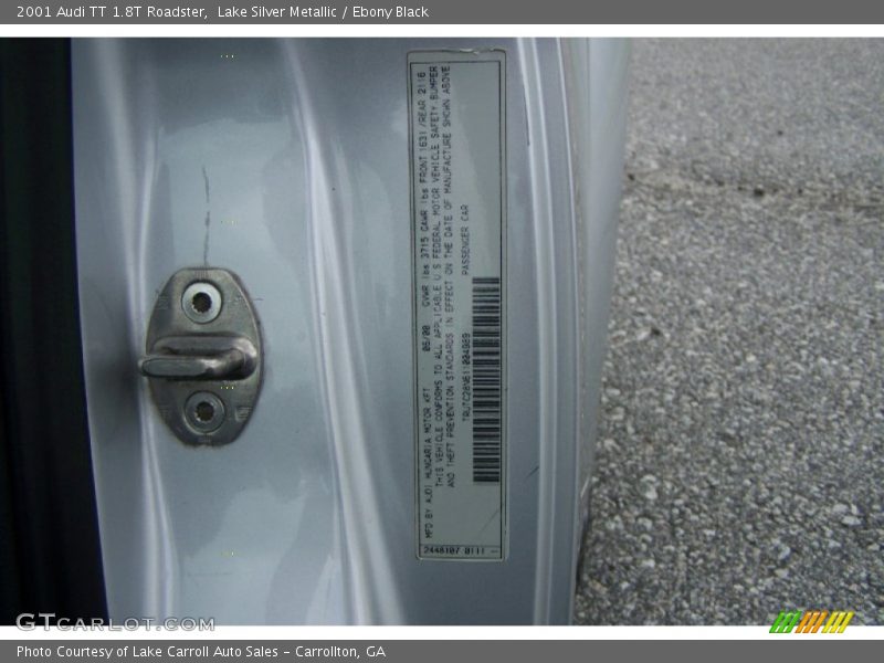 Lake Silver Metallic / Ebony Black 2001 Audi TT 1.8T Roadster