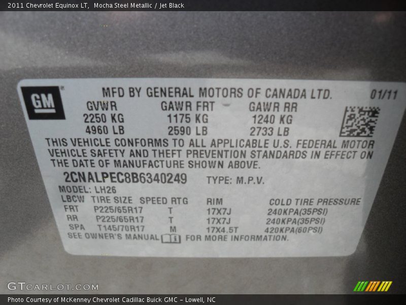 Mocha Steel Metallic / Jet Black 2011 Chevrolet Equinox LT