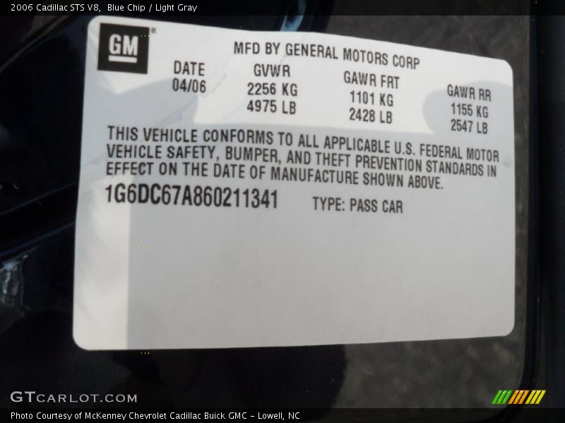 Blue Chip / Light Gray 2006 Cadillac STS V8