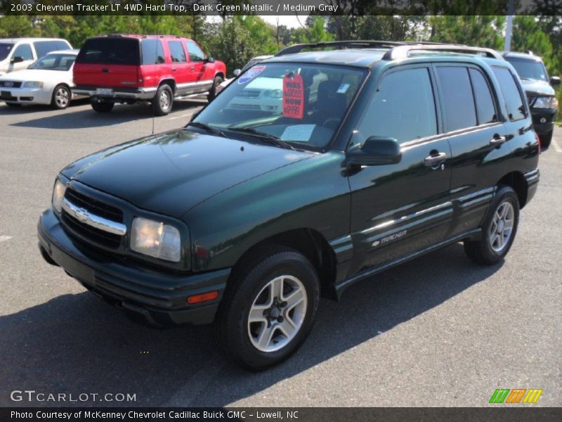 Dark Green Metallic / Medium Gray 2003 Chevrolet Tracker LT 4WD Hard Top