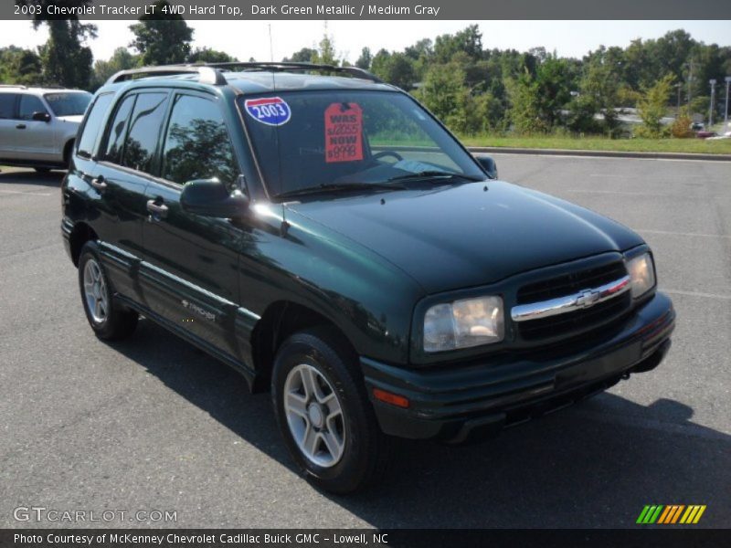 Dark Green Metallic / Medium Gray 2003 Chevrolet Tracker LT 4WD Hard Top