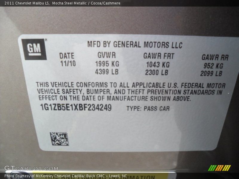Mocha Steel Metallic / Cocoa/Cashmere 2011 Chevrolet Malibu LS