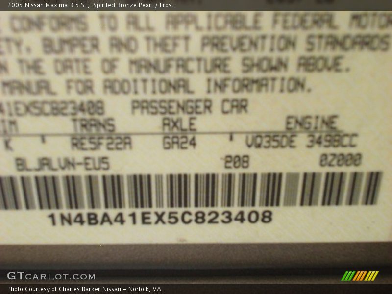 Spirited Bronze Pearl / Frost 2005 Nissan Maxima 3.5 SE