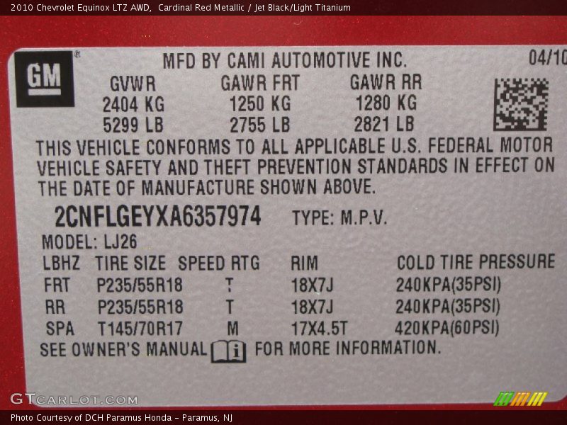 Cardinal Red Metallic / Jet Black/Light Titanium 2010 Chevrolet Equinox LTZ AWD