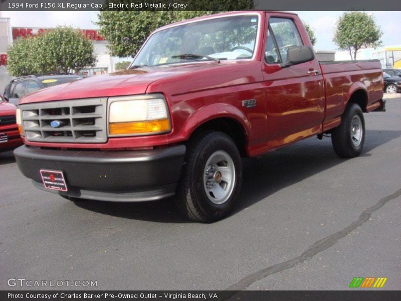 Electric Red Metallic / Grey 1994 Ford F150 XL Regular Cab