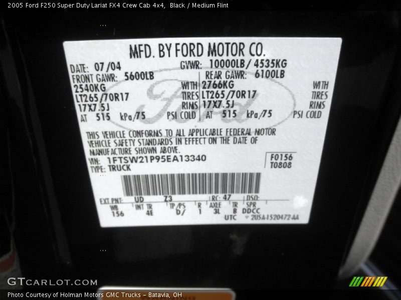 Black / Medium Flint 2005 Ford F250 Super Duty Lariat FX4 Crew Cab 4x4