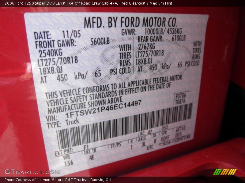 Red Clearcoat / Medium Flint 2006 Ford F250 Super Duty Lariat FX4 Off Road Crew Cab 4x4