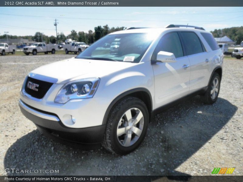 White Diamond Tricoat / Cashmere 2012 GMC Acadia SLT AWD