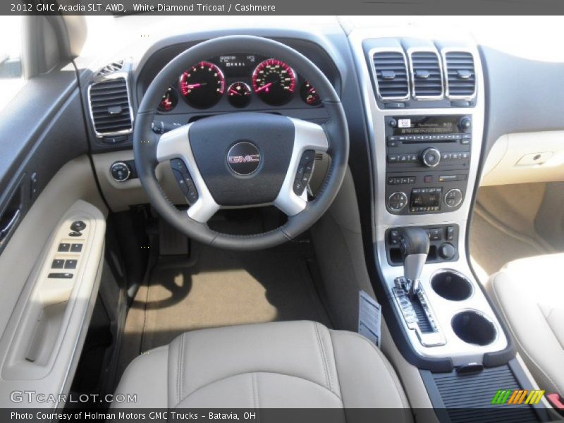 White Diamond Tricoat / Cashmere 2012 GMC Acadia SLT AWD