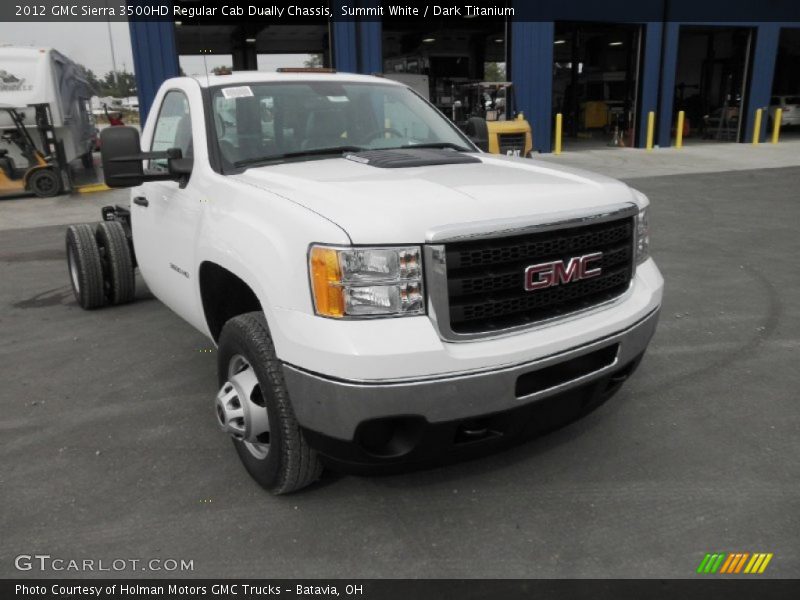 Summit White / Dark Titanium 2012 GMC Sierra 3500HD Regular Cab Dually Chassis