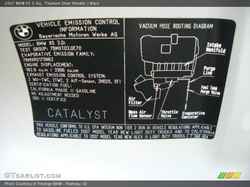 Titanium Silver Metallic / Black 2007 BMW X5 3.0si