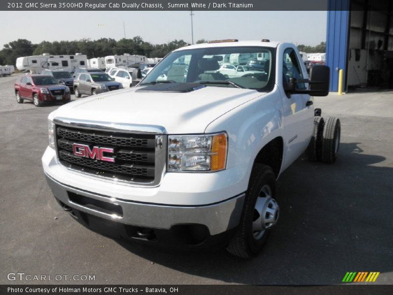Summit White / Dark Titanium 2012 GMC Sierra 3500HD Regular Cab Dually Chassis