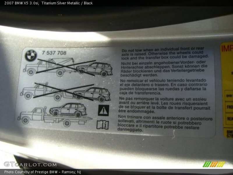 Titanium Silver Metallic / Black 2007 BMW X5 3.0si