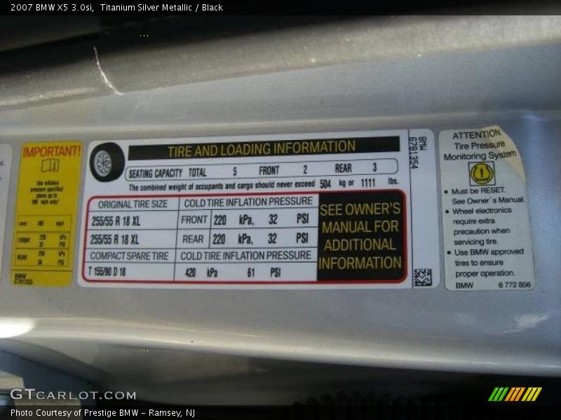 Titanium Silver Metallic / Black 2007 BMW X5 3.0si