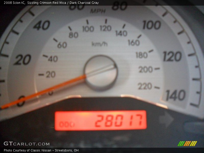 Sizzling Crimson Red Mica / Dark Charcoal Gray 2008 Scion tC