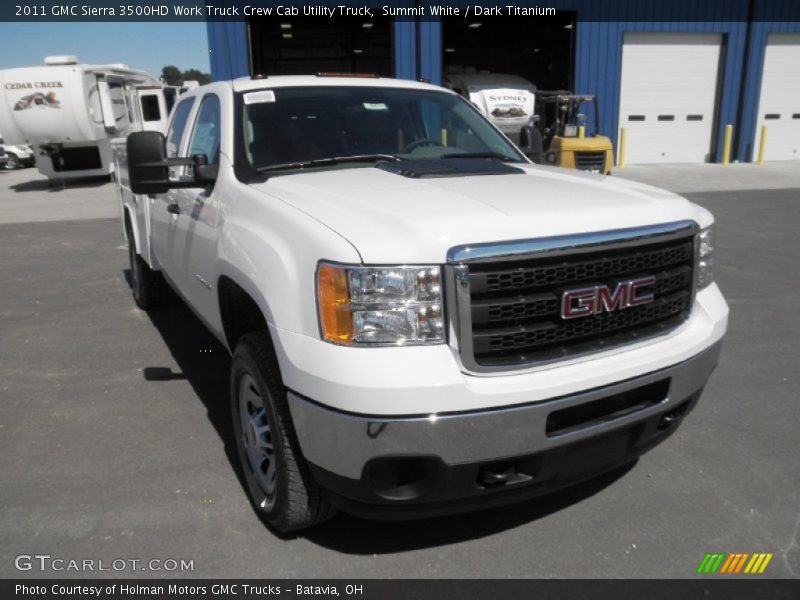 Summit White / Dark Titanium 2011 GMC Sierra 3500HD Work Truck Crew Cab Utility Truck