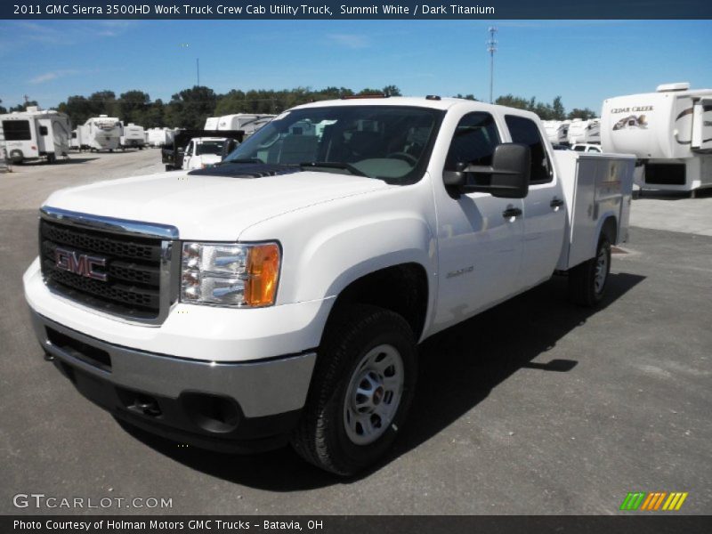 Summit White / Dark Titanium 2011 GMC Sierra 3500HD Work Truck Crew Cab Utility Truck