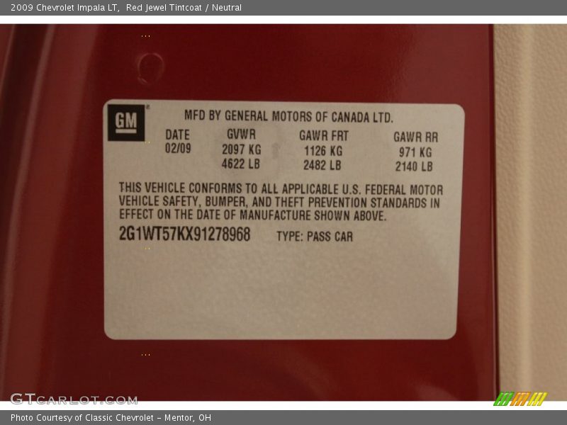 Red Jewel Tintcoat / Neutral 2009 Chevrolet Impala LT