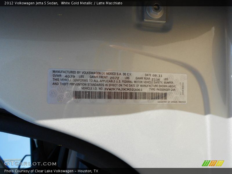White Gold Metallic / Latte Macchiato 2012 Volkswagen Jetta S Sedan