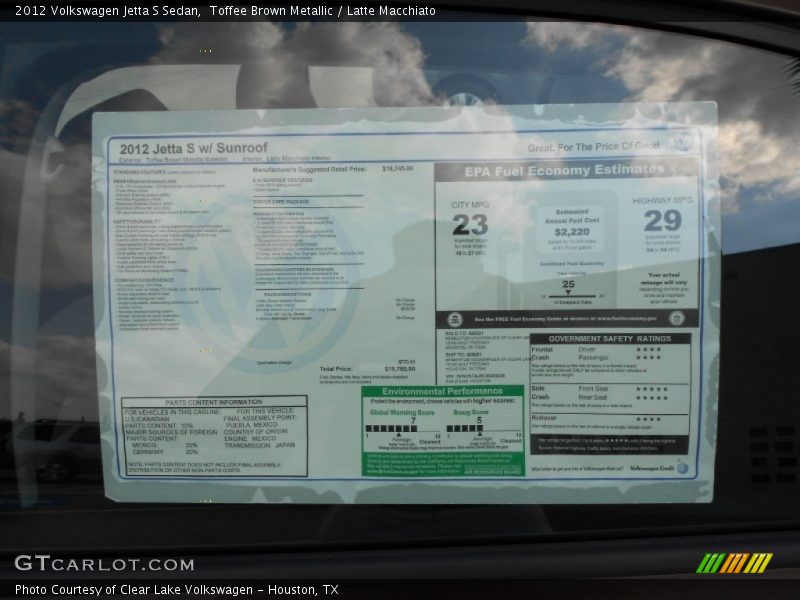 Toffee Brown Metallic / Latte Macchiato 2012 Volkswagen Jetta S Sedan