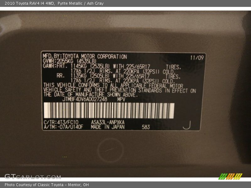 Pyrite Metallic / Ash Gray 2010 Toyota RAV4 I4 4WD