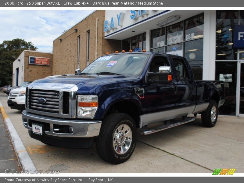 Dark Blue Pearl Metallic / Medium Stone 2008 Ford F250 Super Duty XLT Crew Cab 4x4