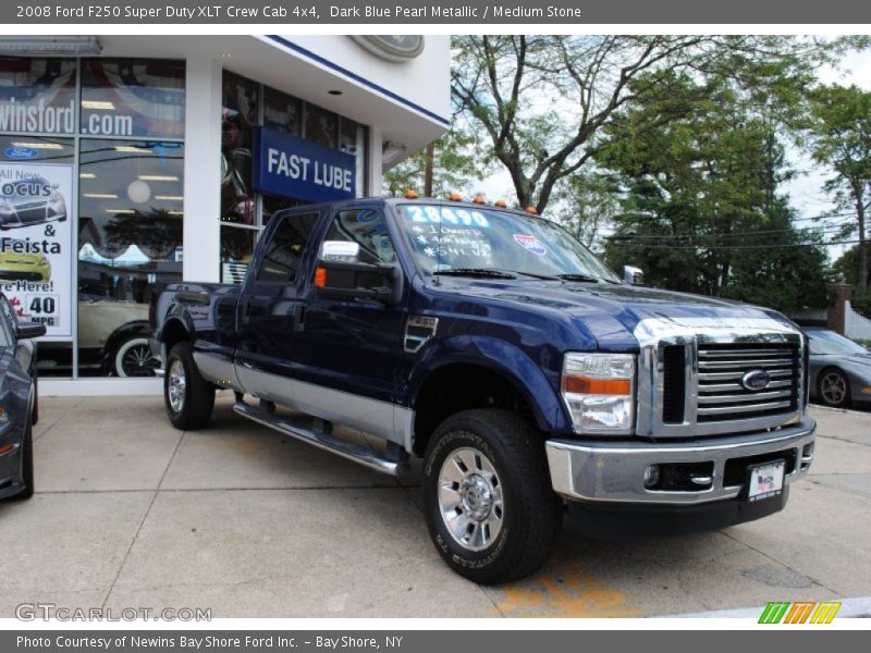 Dark Blue Pearl Metallic / Medium Stone 2008 Ford F250 Super Duty XLT Crew Cab 4x4