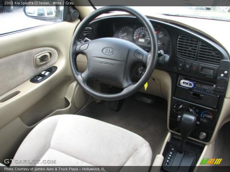 White / Gray 2002 Kia Spectra LS Sedan
