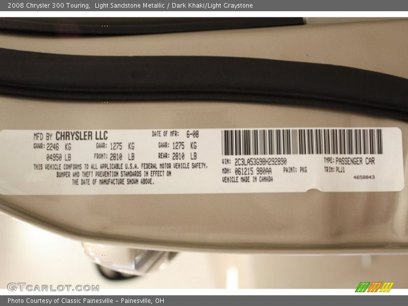 Light Sandstone Metallic / Dark Khaki/Light Graystone 2008 Chrysler 300 Touring