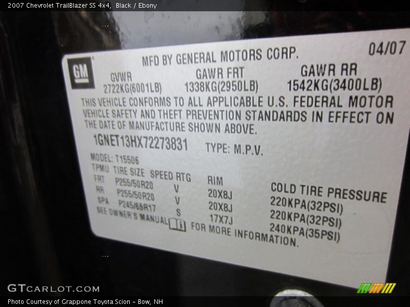 Black / Ebony 2007 Chevrolet TrailBlazer SS 4x4
