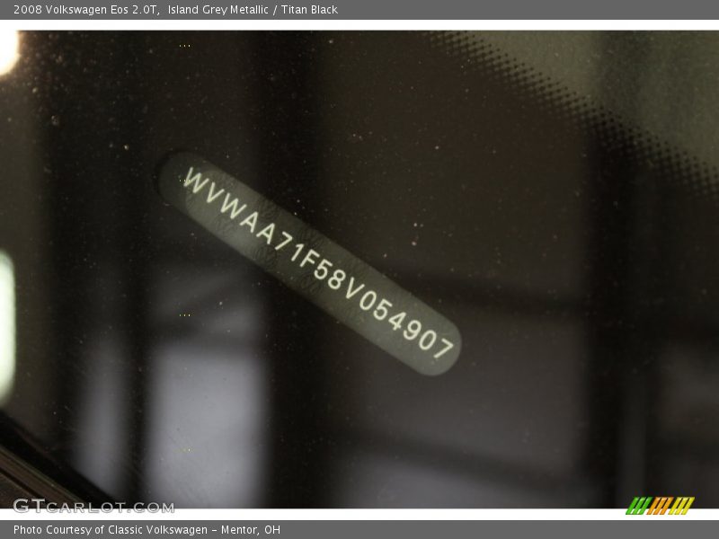 Island Grey Metallic / Titan Black 2008 Volkswagen Eos 2.0T