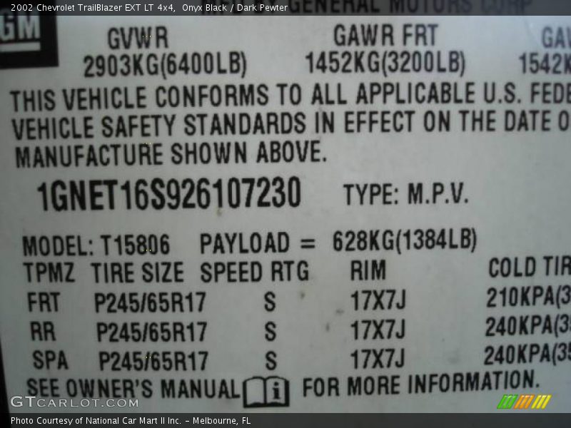 Onyx Black / Dark Pewter 2002 Chevrolet TrailBlazer EXT LT 4x4