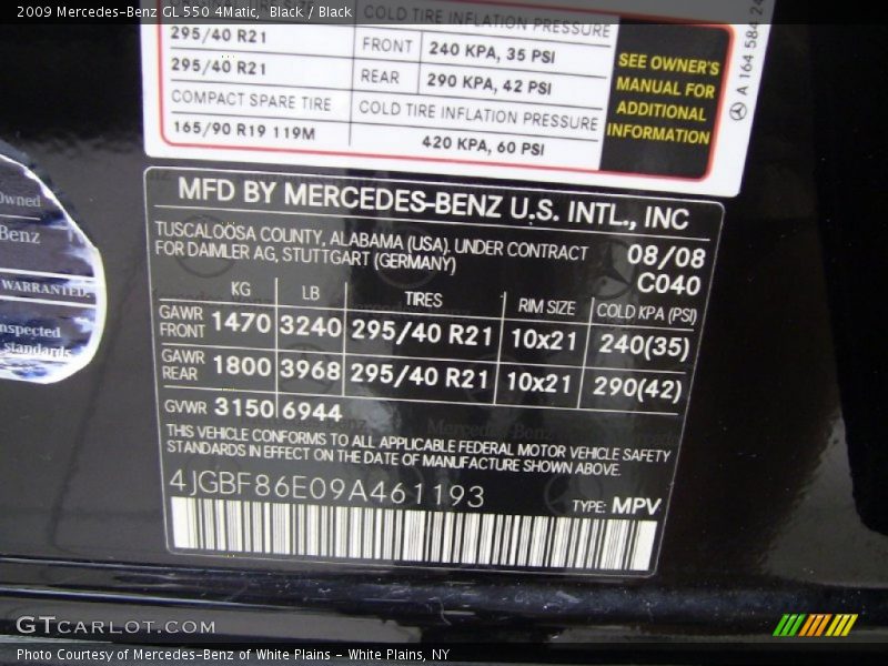 Black / Black 2009 Mercedes-Benz GL 550 4Matic