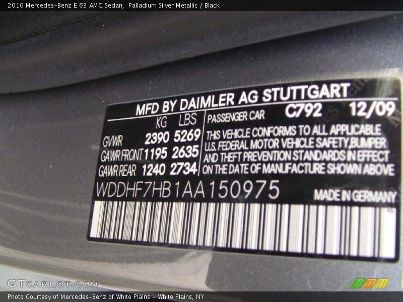 2010 E 63 AMG Sedan Palladium Silver Metallic Color Code 792