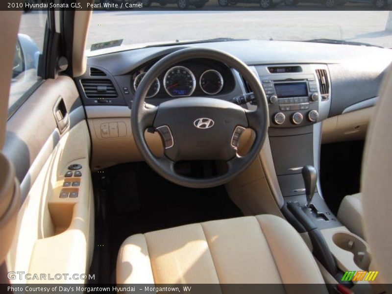 Pearl White / Camel 2010 Hyundai Sonata GLS