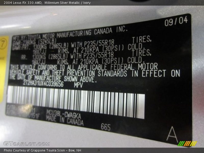 Millinnium Silver Metallic / Ivory 2004 Lexus RX 330 AWD