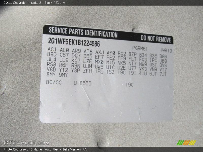 Black / Ebony 2011 Chevrolet Impala LS
