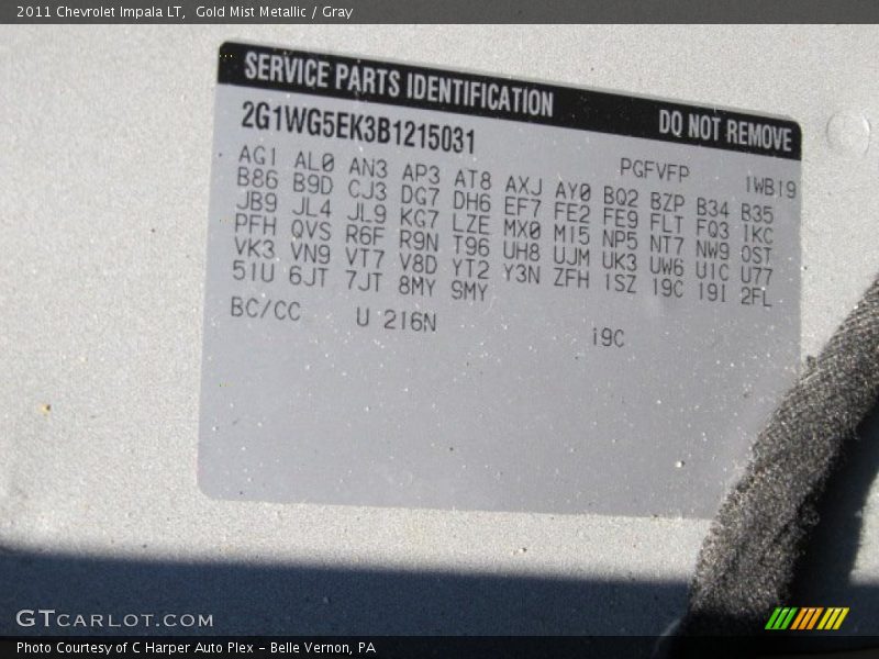 Gold Mist Metallic / Gray 2011 Chevrolet Impala LT